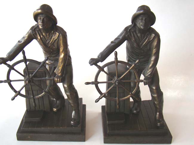 An early pair of "Memorial to the Gloucester Fisherman" bookends circa 1925